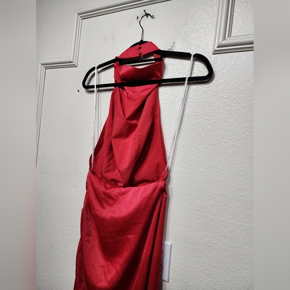 Lulus Gorgeous Season Bright Red Satin Backless Midi Dress S Wedding Party Prom - Picture 9 of 10